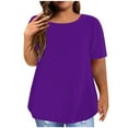 thumbnail image 1 of Wdfiry Plus Size Tops for Women 2024 Spring Summer Short Sleeves O-Neck Casual T-shirt Loose Fit Comfy Tunic Tops, 1 of 5
