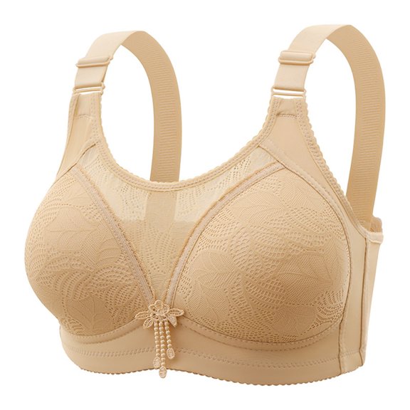 Wdfiry Push Up Bras for Women Sex Embroidery Thin Style Comfortable Breathable Wirefree Bra Plus Size Full Coverage Soft Bralette