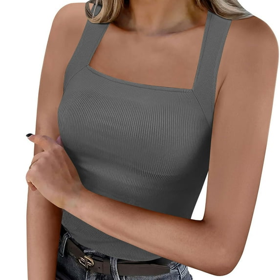 Wdfiry Ribbed Round Neck Tank Shirts for Womens Breathable Slim Fit Anti-Wrinkle Tank Shirts Solid Color Sleeveless Tank Tops