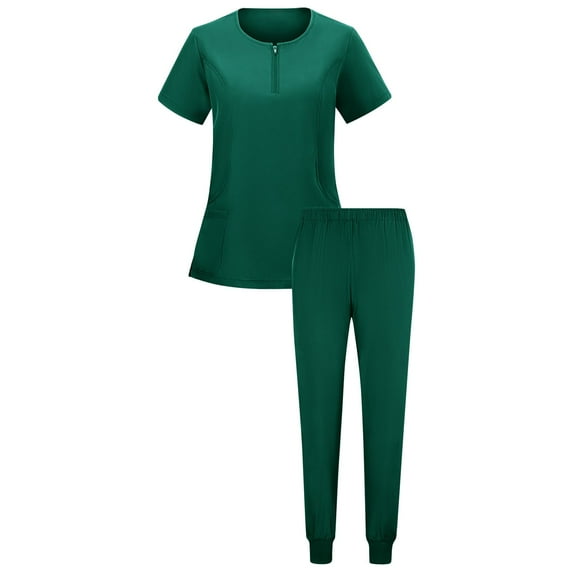 Wdfiry Scrub Set for Women Scrub Top & Scrub Jogger Pant with Pocket Solid Color Crewneck Medical Uniform Suit Nursing Uniform Working Suit