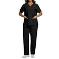thumbnail image 1 of Ohufall Scrubs Set for Women Summer Short Sleeve V Neck Top with Jogging Pants Two Piece Workwear Nursing Uniform with Multi-Pockets, 1 of 8