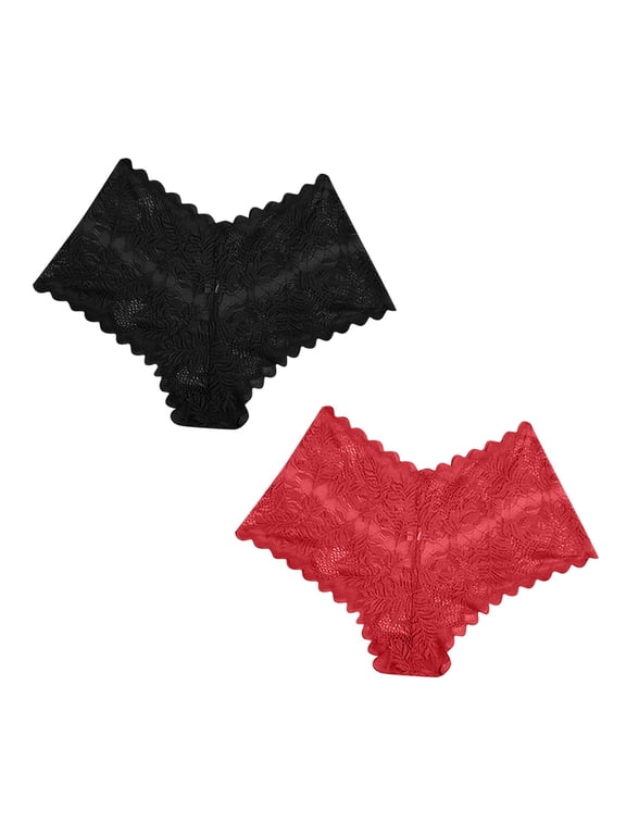 Sexy Lace Underwear for Women, Invisible Seamless Panties for Women, Half Back Coverage Womens Bikini Panties , 2Pack