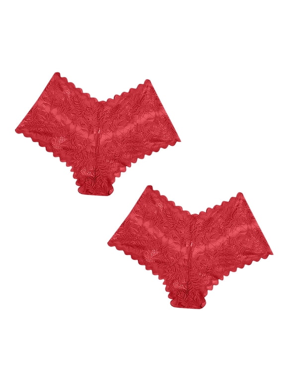 Sexy Lace Underwear for Women, Invisible Seamless Panties for Women, Half Back Coverage Womens Bikini Panties , 2Pack