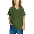 thumbnail image 1 of Wdfiry Shirts for Girls Boy Comfortable V Neck Plain Short Sleeve Unisex Kids T-shirts 3-14 Years, 1 of 4