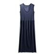 thumbnail image 1 of Ohufall Sleeveless Sleepwears for Women Fashion Casual Solid Color Crew Neck Modal Nightgown Soft Loose-fitting Pleated Nightshirt, 1 of 6