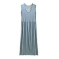 thumbnail image 1 of Ohufall Sleeveless Sleepwears for Women Fashion Casual Solid Color Crew Neck Modal Nightgown Soft Loose-fitting Pleated Nightshirt, 1 of 6
