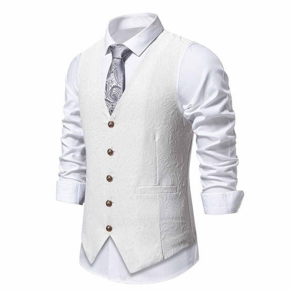 Wdfiry Suit Vest for Men Fashion Blazer Waistcoat Gentleman's Floral Waistcoat Formal 2025 Casual Printed Vest