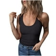 thumbnail image 1 of Wdfiry Summer Ribbed Undershirts for Women Fashion Casual Solid Color Pullover Crew Neck Tank Tops Womens Comfy Loose Fit Sleeveless T-shirt Tops, 1 of 5