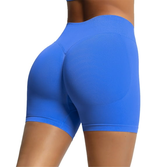 Ohufall Summer Yoga Shorts for Women Fashion Breathable Solid Color Stretchy High Waist Tummy Control Gym Workout Shorts Ladies Comfy Slim Fit Legging Shorts