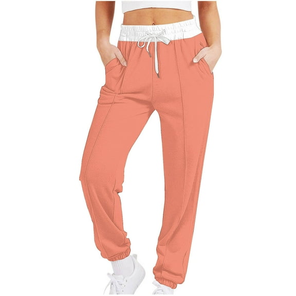 Wdfiry Sweatpants For Women Drawstring Baggy Cinch Bottom Sweatpants with Pockets High Waist Sporty Gym Fit Jogger Pants Lounge Trousers