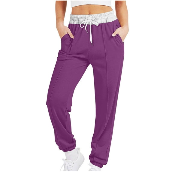 Wdfiry Sweatpants For Women Drawstring Baggy Cinch Bottom Sweatpants with Pockets High Waist Sporty Gym Fit Jogger Pants Lounge Trousers
