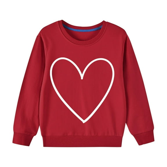 Wdfiry Sweatshirt For Boys And Girls Toddler Baby Long Sleeve Heart Print Kids Fall Winter Casual Trendy Daily Wear Tshirts