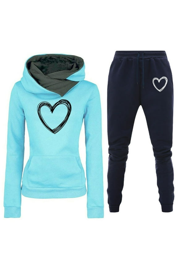 Sweatsuits 2pcs Sets Womens Hot Sale Clearance Women Solid Color Sets Lounge Wear Suit Sport Set Hoodies+Pants