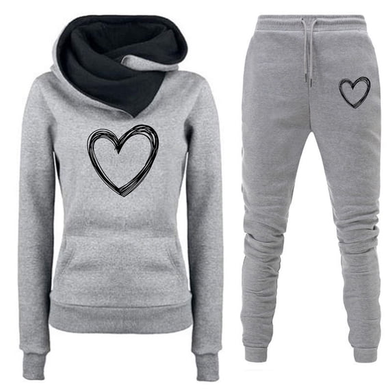 Wdfiry Sweatsuits 2pcs Sets Womens Hot Sale Clearance Women Solid Color Sets Lounge Wear Suit Sport Set Hoodies+Pants