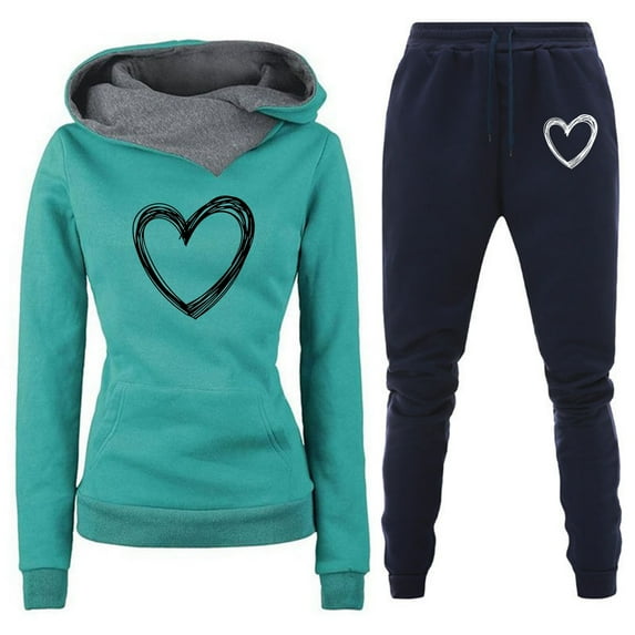 Wdfiry Sweatsuits 2pcs Sets Womens Hot Sale Clearance Women Solid Color Sets Lounge Wear Suit Sport Set Hoodies+Pants