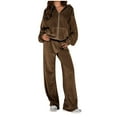 thumbnail image 1 of Wdfiry Sweatsuits Set for Women Womens Coat 2 Piece Outfit Sets Open Front Zip Hooded Sweatshirt Coat and Jogger Sweatpant Lounge Sets Tracksuit Sets with Pocket Clearance, 1 of 7