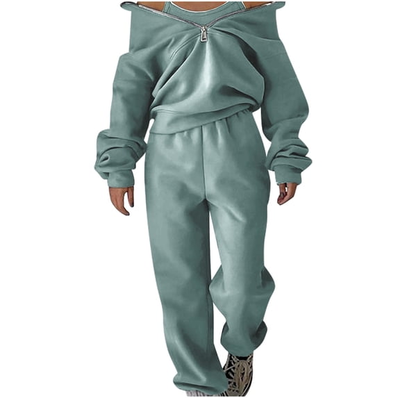 Wdfiry Sweatsuits for Women Set 2 Piece Workout Going Out Outfits Long Sleeve Quarter Zip Mock Neck Sweatshirts Sweatpants,Fleece Lounge Sets for Women Clearance