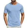 thumbnail image 1 of Ohufall T-shirt Tops for Men Summer Fashion Casual Pullover Tees Solid Color Short Sleeve Round-Neck Top Blouses, 1 of 5