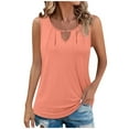 thumbnail image 1 of Ohufall Tank Tops for Womens Summer Casual Solid Color Pullover Keyhole Neckline Sleeveless Tees Fashion Loose-fitting Pleated Sleeveless Tops, 1 of 5