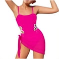 thumbnail image 1 of Ohufall Teen Girls Swimsuit Two Piece Sets Fashion Solid Hollow Sling One-Piece Bathing Suits with Wrap Skirt Summer Beach Swimsuit Teenagers Girls, 7-16 Years, 1 of 7