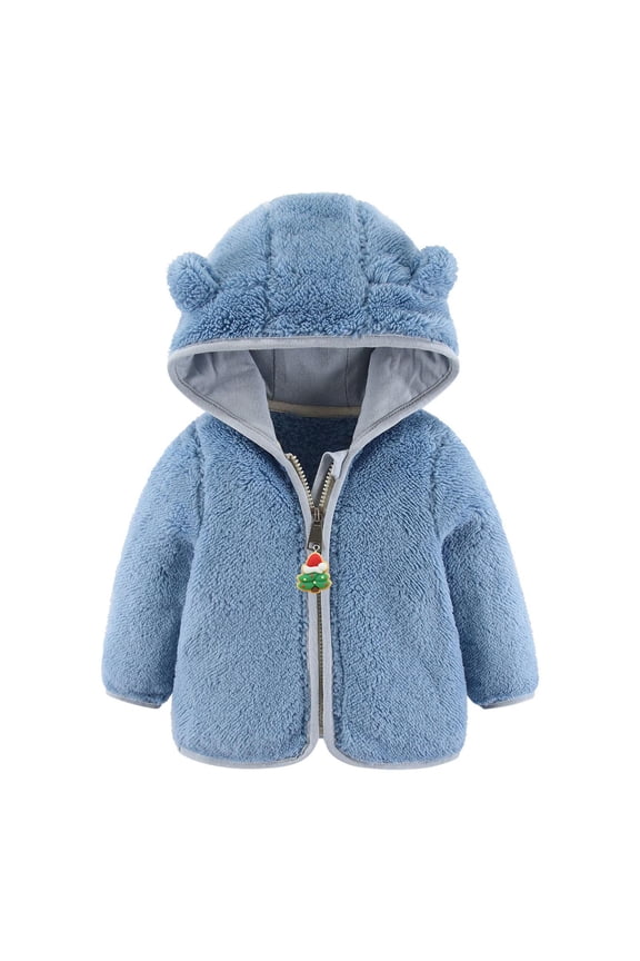 Toddler Girls Boys Cute Fleece Jacket Bear Ear Hoodie Sweater Zip Up Fuzzy Warm Coat Infant Baby Winter Outwear Clothes 0-24 Months