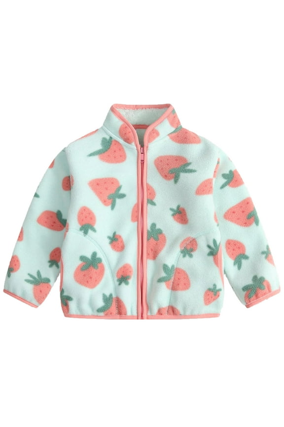 Toddler Girls Thin Fleece Jacket Cartoon Fall Winter Baby Girls Boys Coats for Kids Printing 12M-9Y