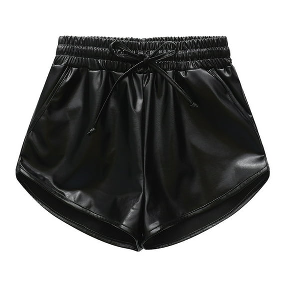 Wdfiry Toddler Kids Baby Girls Boys Sparkly Leather Shorts Elastic Waist Summer Party Shorts Leisure Shorts 2-7T