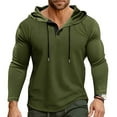 thumbnail image 1 of Wdfiry Tops for Men Plus Size Drawstring Button Tops Lightweight Workout Long Sleeve Pullover Hooded Tops, 1 of 7