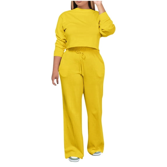 Wdfiry Tracksuit for Women Solid Color Sweatsuit Casual 2 Piece Sweatshirts Sweatpants Jogger Set Outfits