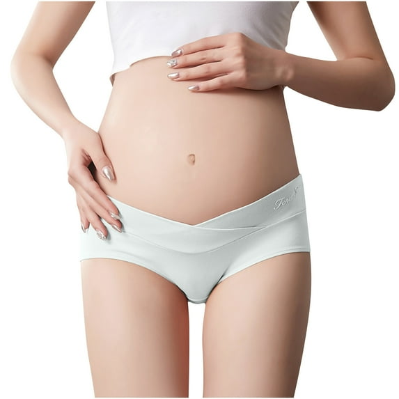 Wdfiry Underwear Women Maternity Pregnant V Shaped Cotton Pregnancy Postpartum Panties Solid Color Low Waist Cotton Panties