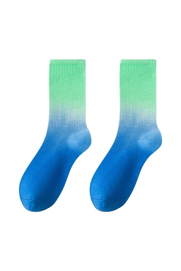 Unisex Gradient Mid-calf Socks Colorful Sports Outdoor Workout Stockings Comfy Breathable Socks