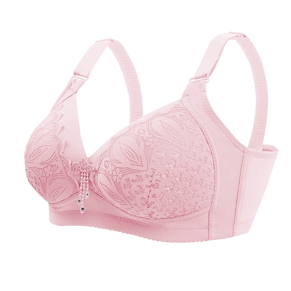 Ohufall Woman's Plus Size Everyday Bras Embroidery Light Comfortable No Underwire Push Up Bralettes Soft Full Coverage Support Bra