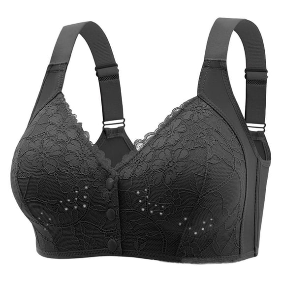 Wdfiry Women Front Button Closure Bralettes Breathable Mesh Soft Support Full Coverage Bras Gathering Push Up Bras with No Steel Rims