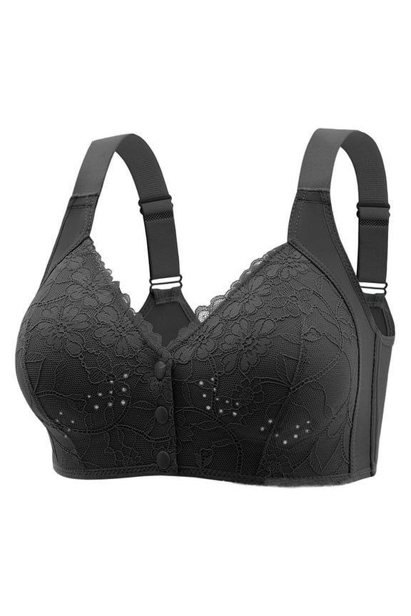 Wdfiry Women Front Button Closure Bralettes Breathable Mesh Soft Support Full Coverage Bras Gathering Push Up Bras with No Steel Rims