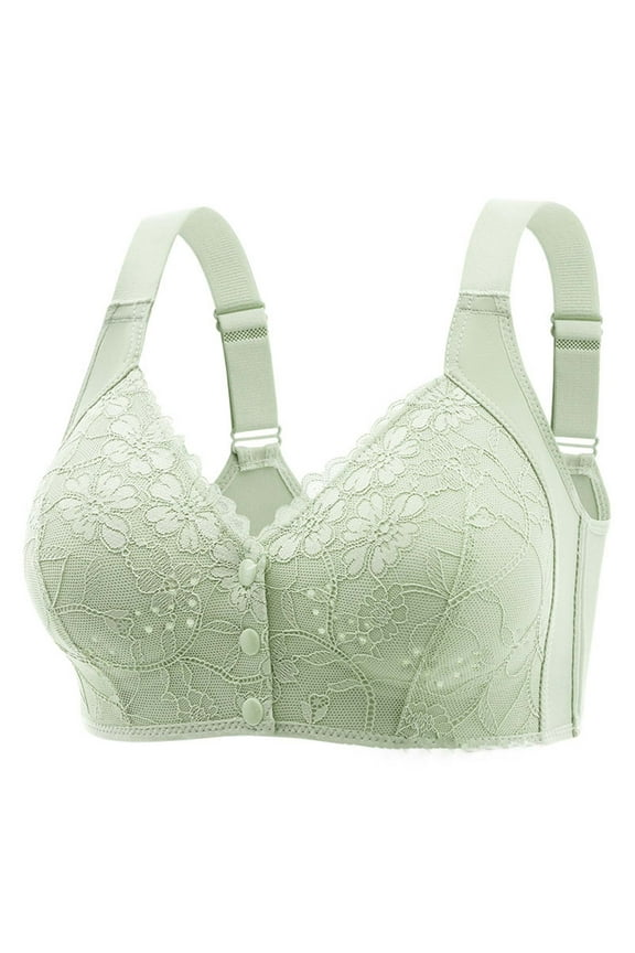 Wdfiry Women Front Button Closure Bralettes Breathable Mesh Soft Support Full Coverage Bras Gathering Push Up Bras with No Steel Rims
