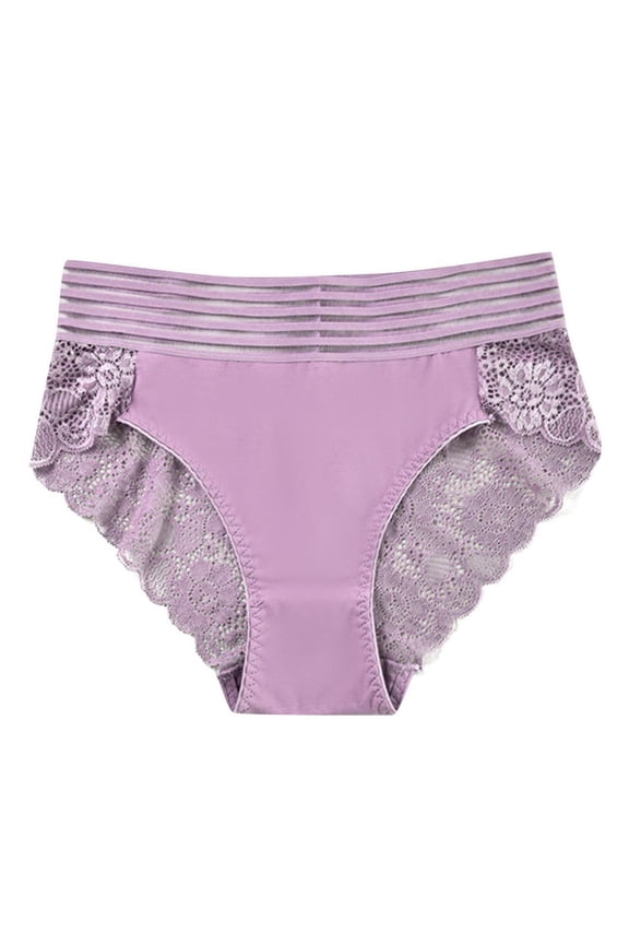 Women High Waist Cheeky Panties Lace Underwear Plus Size Full Coverge Panty Breathable Mesh Briefs