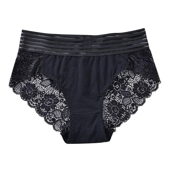 Wdfiry Women High Waist Cheeky Panties Sexy Lace Underwear Plus Size Full Coverge Panty Breathable Mesh Briefs