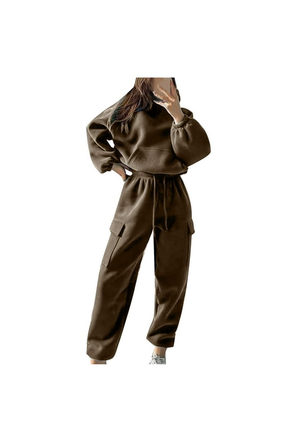 Women Jogger Outfit Matching Sweat Suits Long Sleeve Hooded Sweatshirt and Sweatpants 2 Piece Lounge Sets Tracksuit