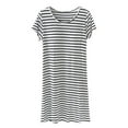 thumbnail image 1 of Wdfiry Women Nightgowns Striped Short Sleeve Soft Modal Sleep Dress Casual Homewear Round Neck Nightshirt With Chest Cushion, 1 of 3