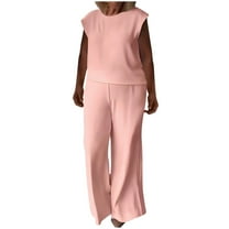 Wdfiry Women Outfits Sets Summer 2 Piece Sets Casual Sleeveless Tank Tops and Loose Wide Leg Pants Lounge Sets