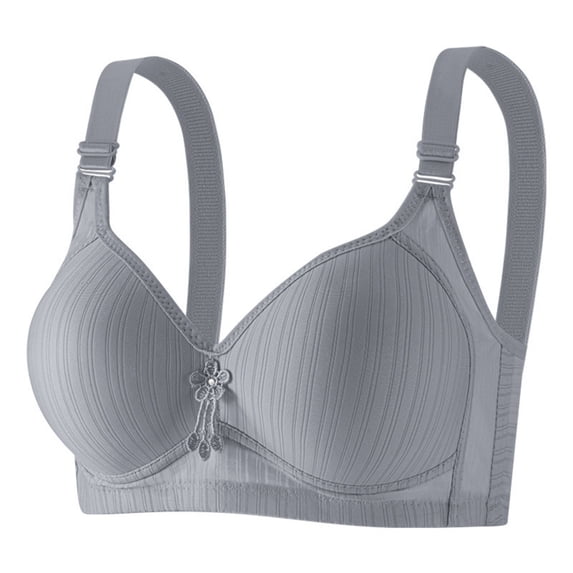 Ohufall Women Push Up Bra Solid Color Breathable Wirefree Gathering Underwear Daily Braslettes Soft Support Full Coverage Bras