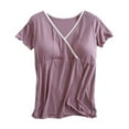 thumbnail image 1 of Ohufall Women Short Sleeve Maternity Pajamas Nursing Tops Summer Loose Fit Comfy Pregnancy T Shirts Casual Solid Color Modal Breastfeeding Tees, 1 of 7