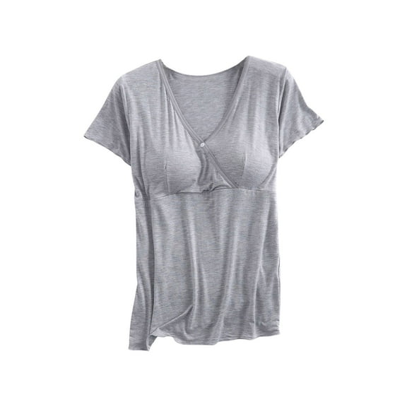 Ohufall Women Short Sleeve Maternity Pajamas Nursing Tops Summer Loose Fit Comfy Pregnancy T Shirts Casual Solid Color Modal Breastfeeding Tees
