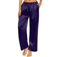thumbnail image 1 of Wdfiry Women Silk Satin Pajama Pants Wide Legs Palazzo Pants Elastic Waist Loungewear Pj Bottoms Soft Nightwear Trousers, 1 of 5