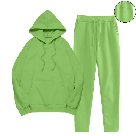 Wdfiry Women Tracksuit Sets Solid Color Fall Drawstring Sweatsuits with Pockets Long Sleeve Hooded Sweatshirts and Sweatpants Casual 2 Piece Sports Outfit
