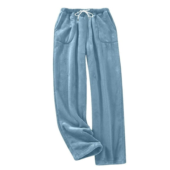 Wdfiry Women Ultra-Soft Fleece Pajama Pants Winter Thick Plush Warm Sleepwear with Pockets and Drawstring