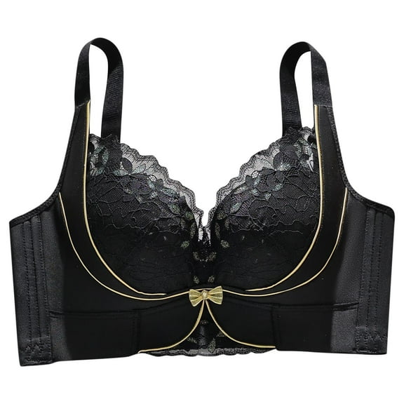 Wdfiry Women Wirefree Bras Solid Color Plus Size Lace Underwear Gather Push Up Full Coverage Everyday Bras