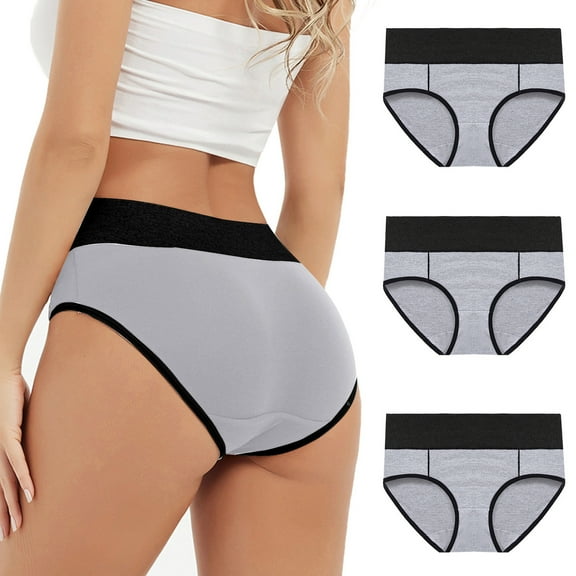 Wdfiry Women's 2024 Plus Size Period Panties Menstrual Leak-Proof Cotton Protective Briefs Physiological Underpants 3Pack