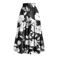 thumbnail image 1 of Wdfiry Women's Boho Maxi Skirts Summer Fashion Casual Drawstring Elastic High Waist Long Skirt Solid Color Flowy A Line Ruffle Swing Skirt, 1 of 3