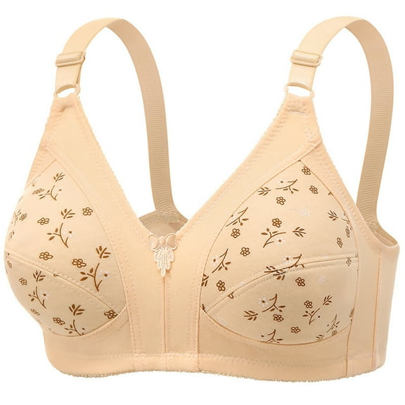 Wdfiry Women's Bras Comfort Wire-Free Thin Floral Printing Underwear Push Up Everyday Breathable Bralette